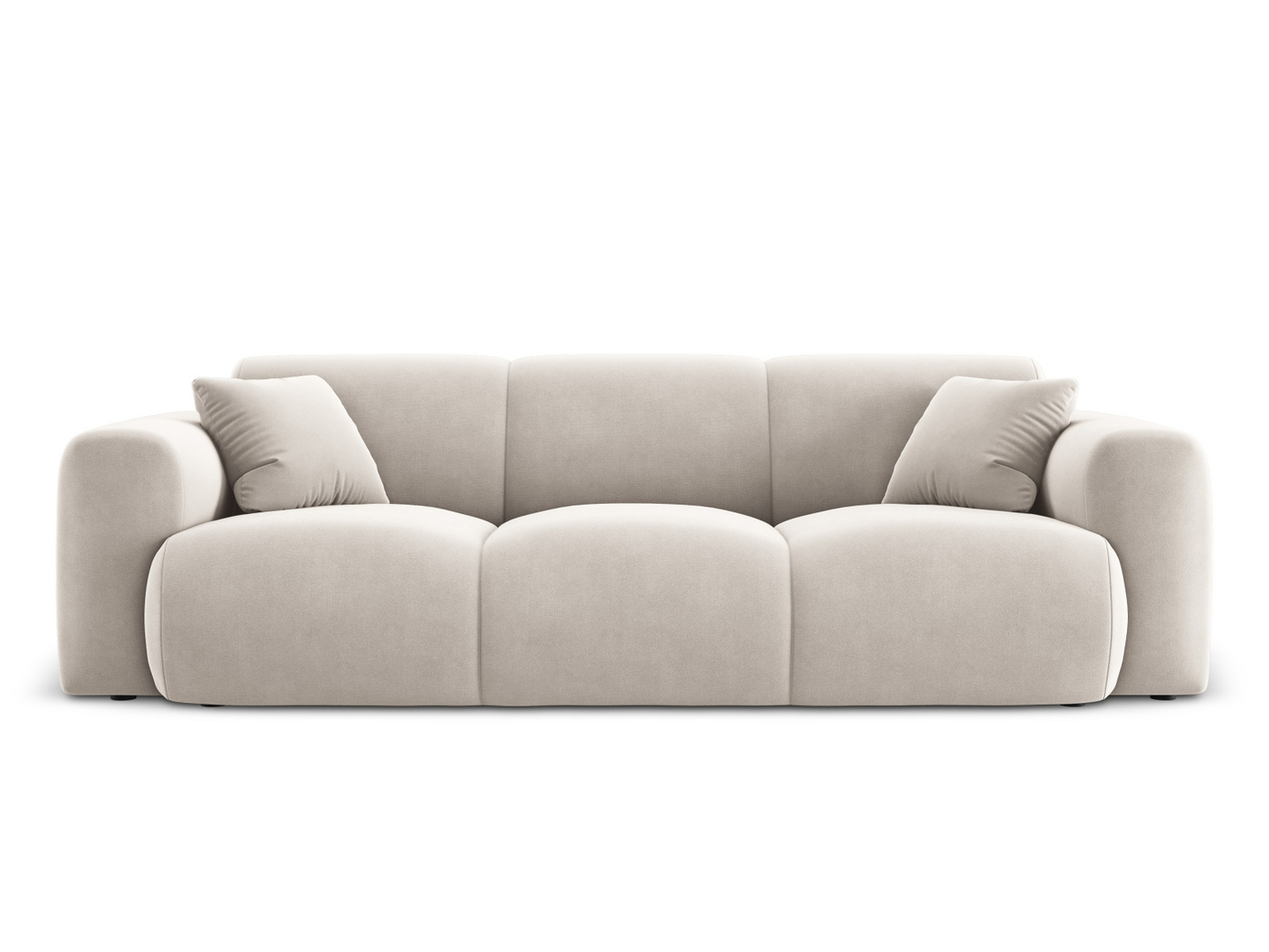 Cosmopolitan Design fløyelssofa, "Nolio", 3-seter, 235 × 95 × 72 cm, Casino, svarte plastben