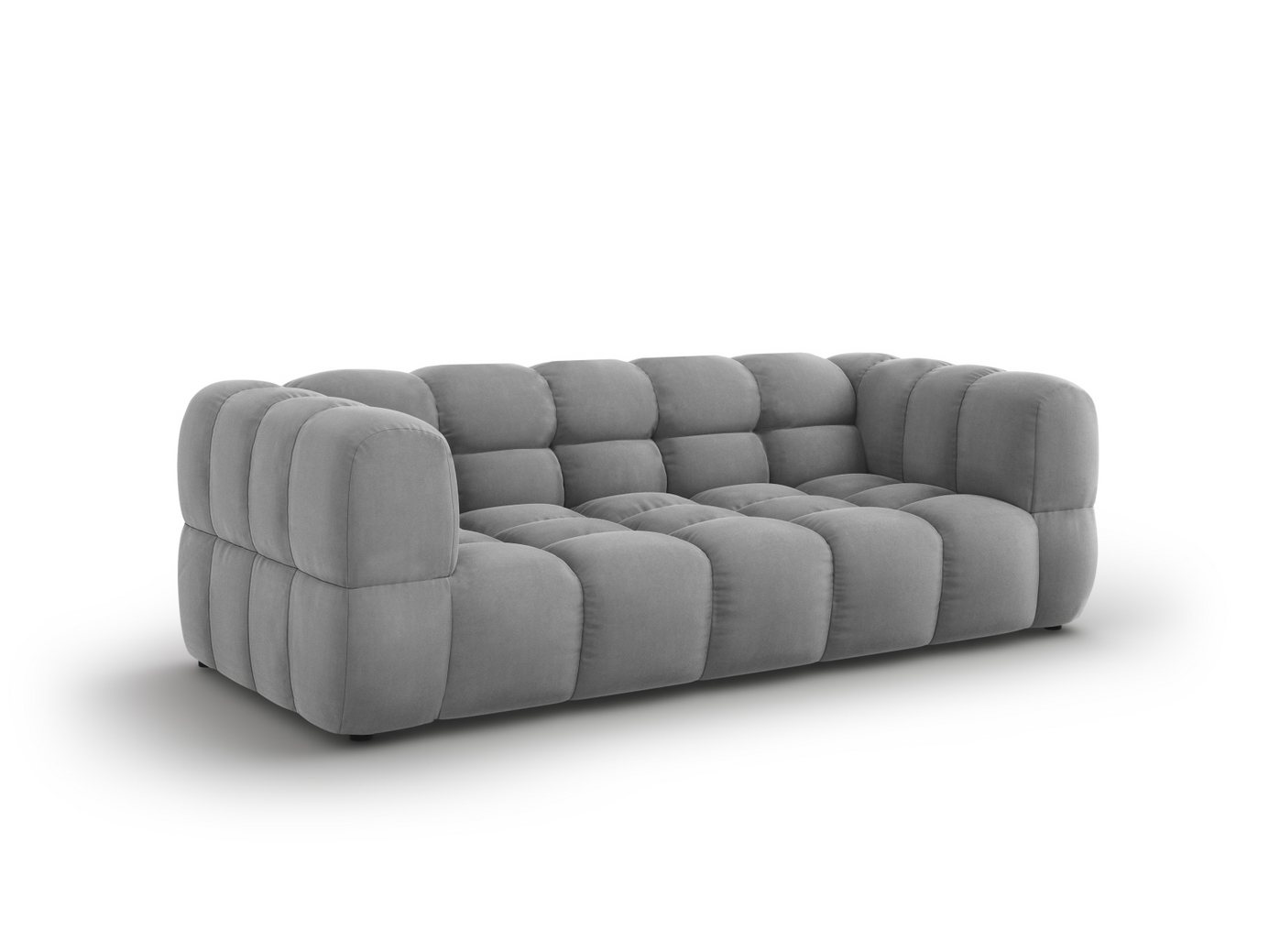 Cosmopolitan Design fløyelssofa, "Sky", 3-seter, 214 × 102 × 70 cm, Casino, svarte plastben