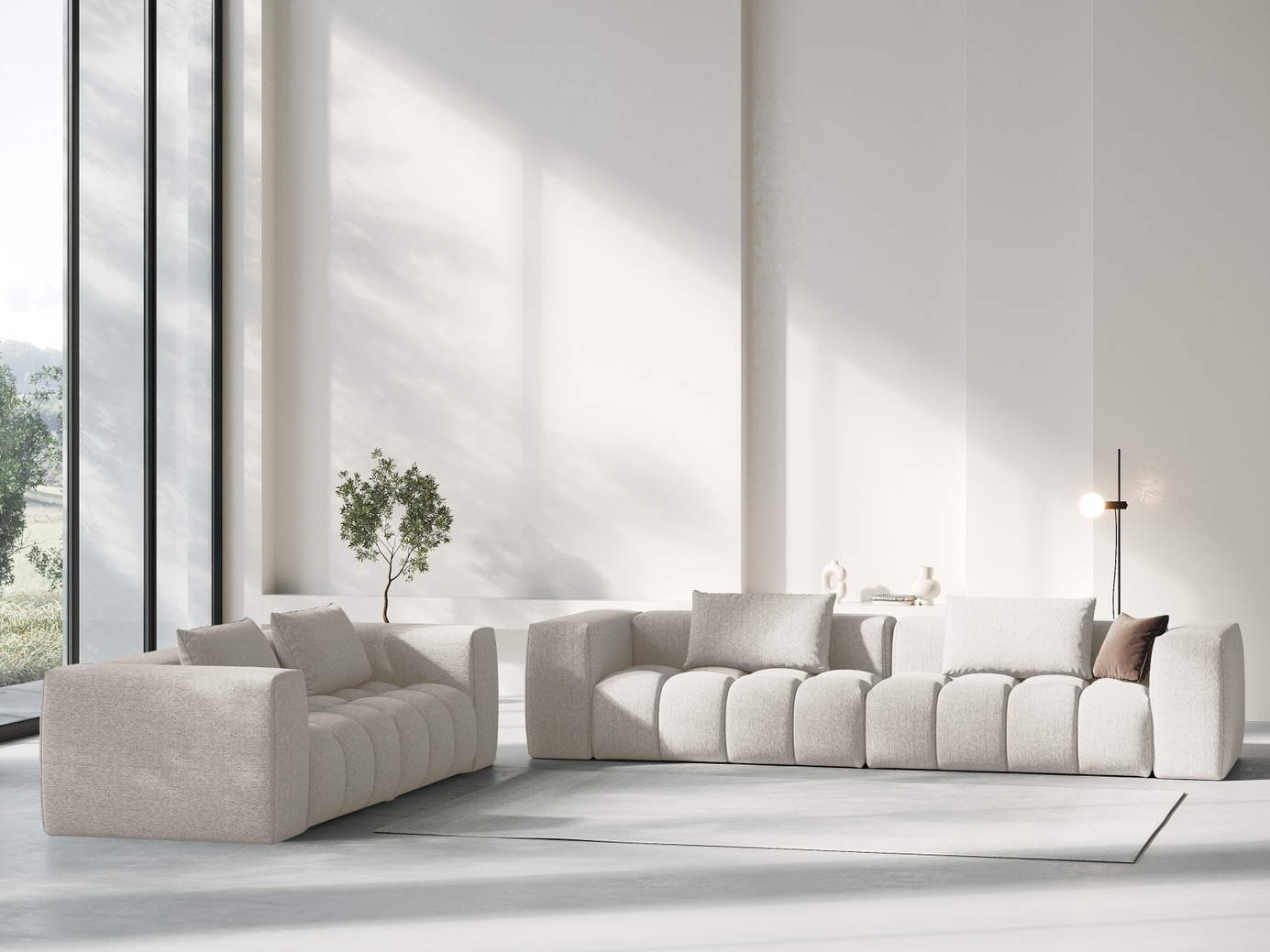 Cosmopolitan Design modulsofa, "Verona", 3-seter, 230 × 85 × 70 cm, Sorella, svarte plastben