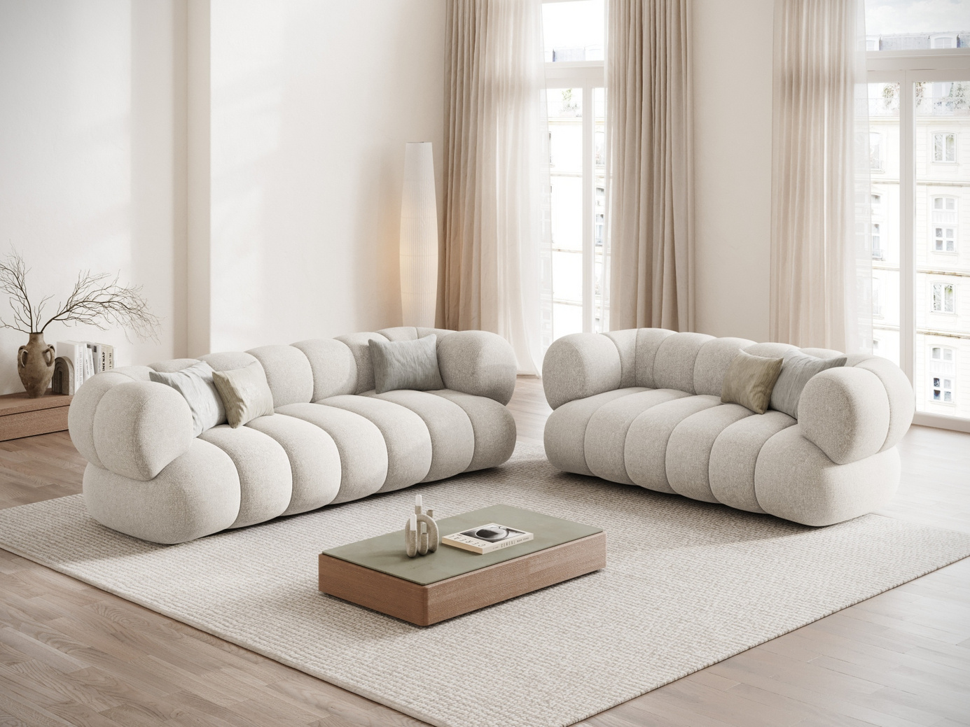 Cosmopolitan Design sofa, "Koge", 3-seter, 210 × 95 × 70 cm, Eden 10, svarte plastben