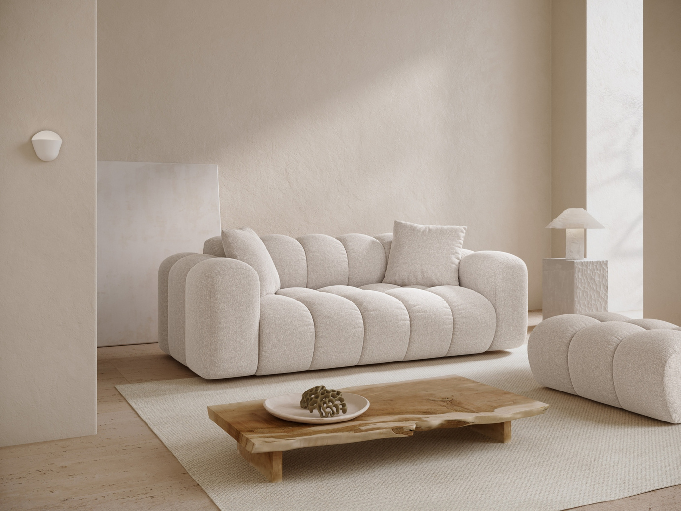 Cosmopolitan Design sofa, "Treno", 3-seter, 210 × 94 × 70 cm, Eden 10, svarte plastben