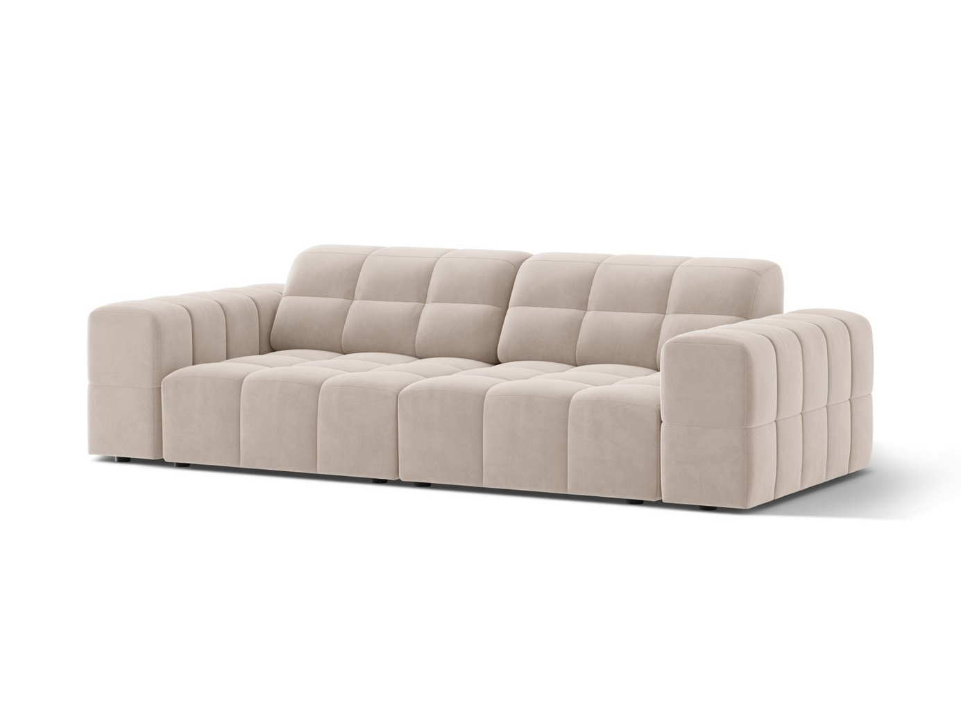 Cosmopolitan Design fløyelssofa, "Chicago", 3-seter, 212 × 102 × 78 cm, Venus, svarte plastben