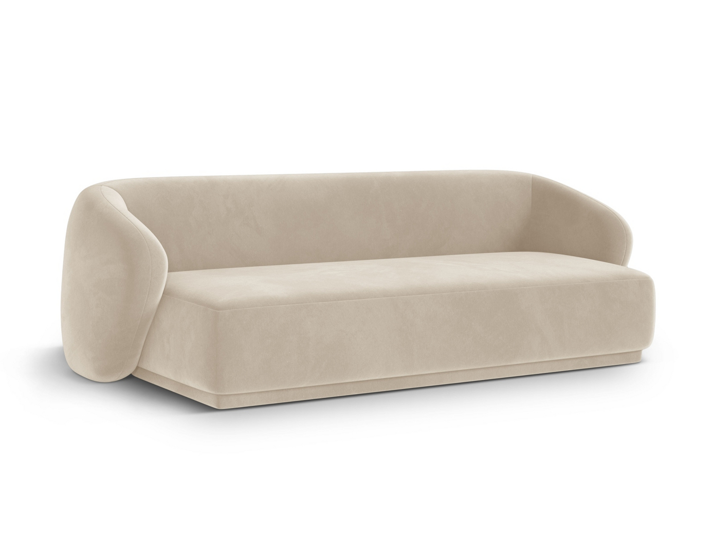 Cosmopolitan Design fløyelssofa, "Gomera", 3-seter, 220 × 93 × 74 cm, Salvador, svarte plastben