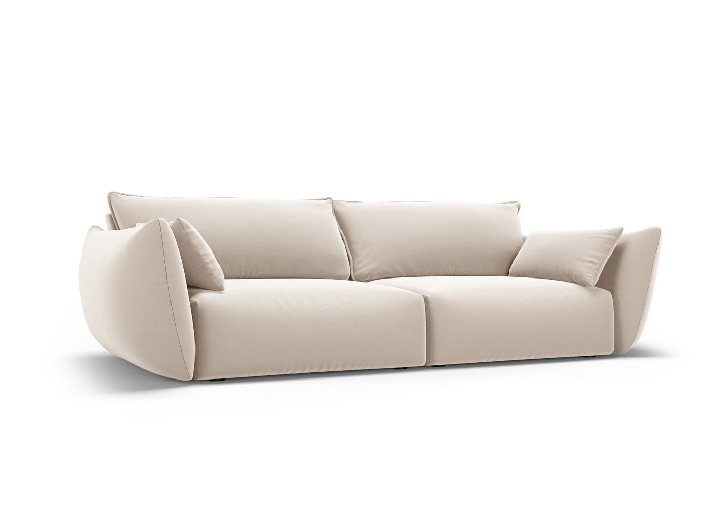 Cosmopolitan Design fløyelssofa, "Matera", 3-seter, 208 × 110 × 85 cm, Salvador, svarte plastben