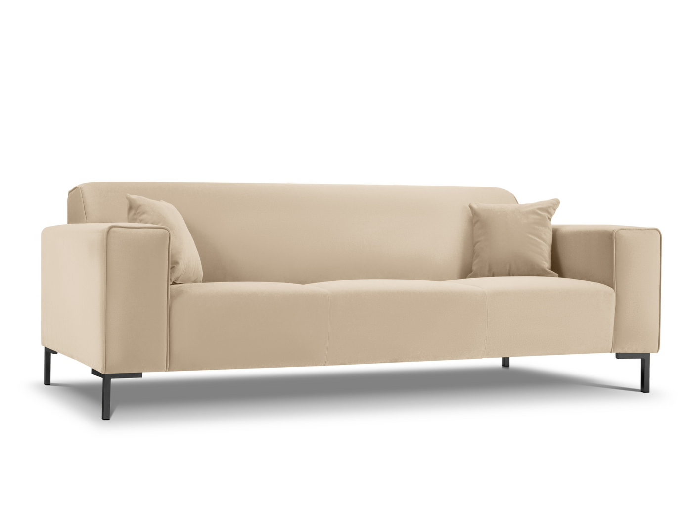 Cosmopolitan Design fløyelssofa, "Siena", 3-seter, 232 × 92 × 69 cm, Salvador, svarte plastben