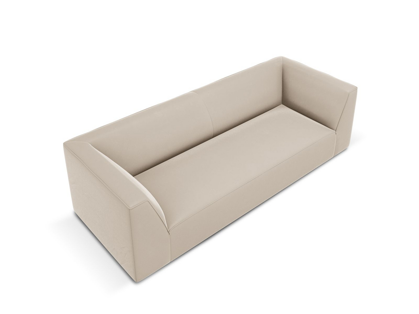 Cosmopolitan Design fløyelssofa, "Siena", 3-seter, 232 × 92 × 69 cm, Salvador, svarte plastben