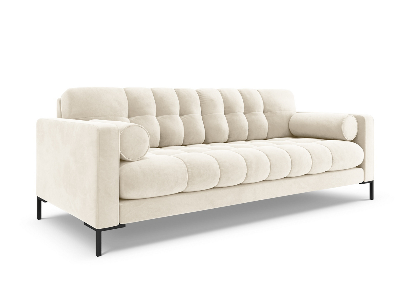 Cosmopolitan Design fløyelssofa, "Bali", 3-seter, 177 × 96 × 75 cm, Bluvel, svarte metallben