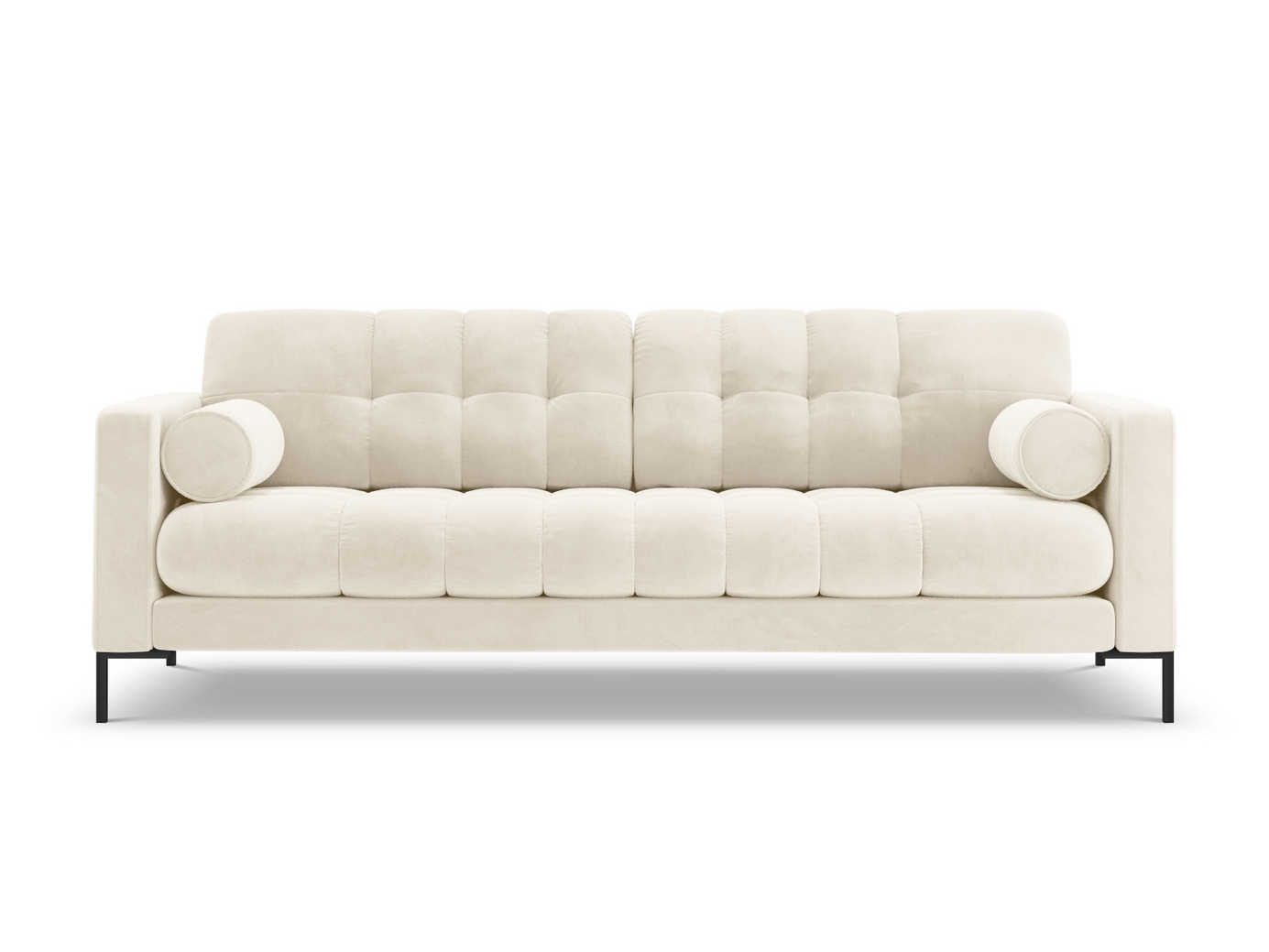 Cosmopolitan Design fløyelssofa, "Bali", 3-seter, 177 × 96 × 75 cm, Bluvel, svarte metallben