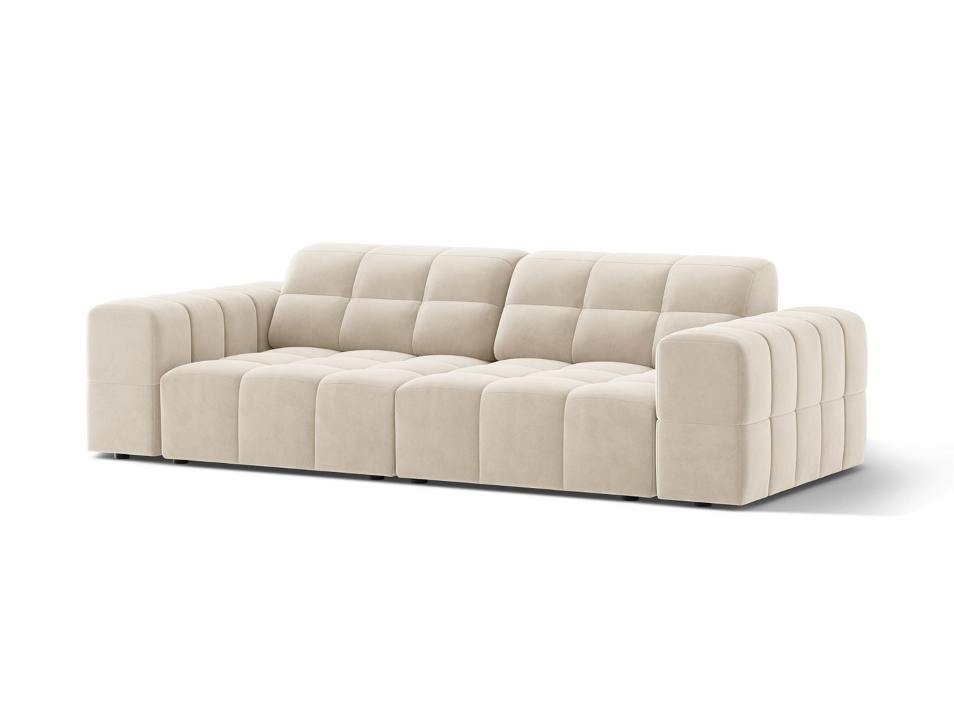 Cosmopolitan Design fløyelssofa, "Chicago", 3-seter, 212 × 102 × 78 cm, Bluvel, svarte plastben