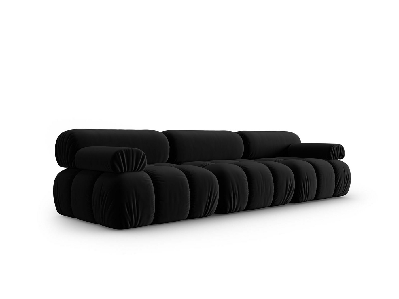 Cosmopolitan Design fløyelsmodulsofa, "Cortina", 3-seter, 282 × 94 × 70 cm, Bluvel, svarte plastben