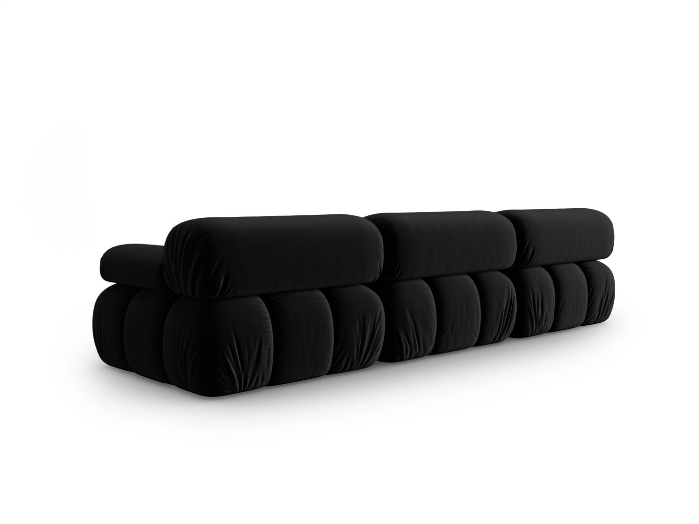 Cosmopolitan Design fløyelsmodulsofa, "Cortina", 3-seter, 282 × 94 × 70 cm, Bluvel, svarte plastben