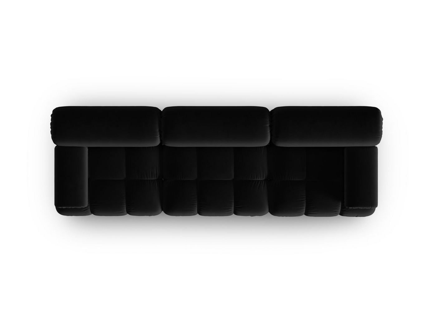 Cosmopolitan Design fløyelsmodulsofa, "Cortina", 3-seter, 282 × 94 × 70 cm, Bluvel, svarte plastben
