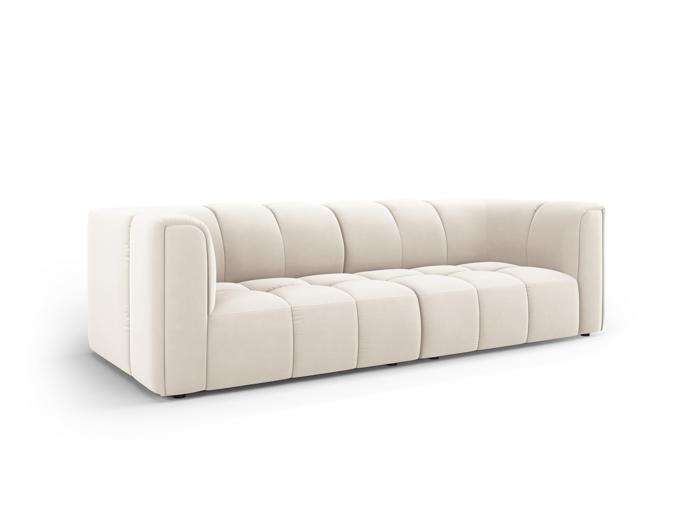Cosmopolitan Design fløyelsmodulsofa, "Moritz", 3-seter, 226 × 96 × 70 cm, Bluvel, svarte plastben