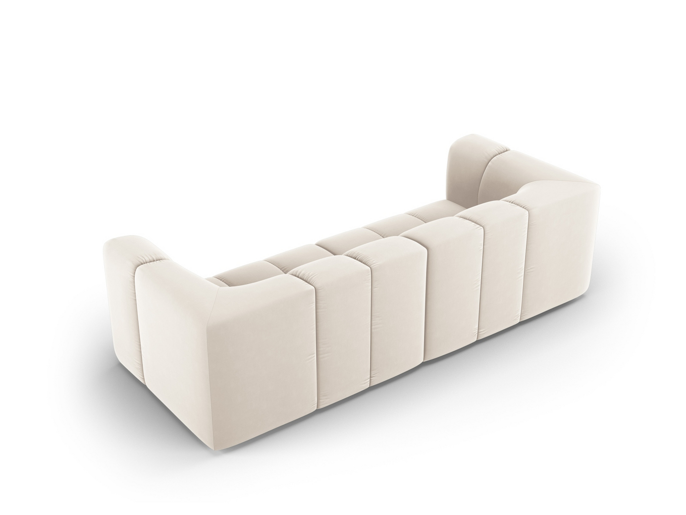 Cosmopolitan Design fløyelsmodulsofa, "Moritz", 3-seter, 226 × 96 × 70 cm, Bluvel, svarte plastben