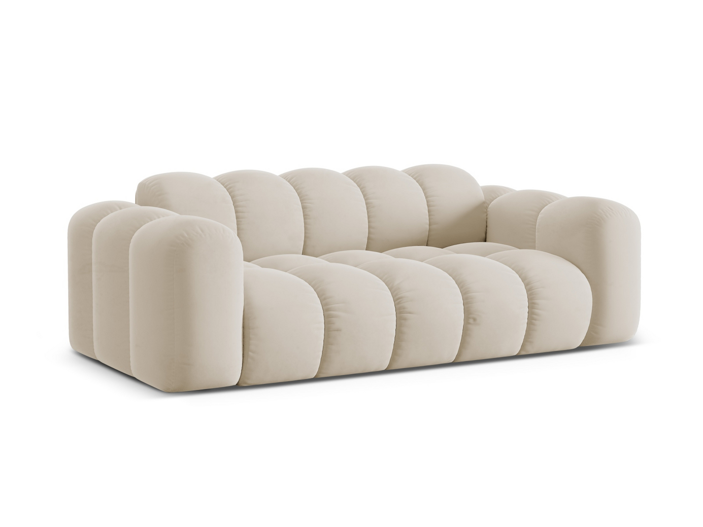 Cosmopolitan Design fløyelssofa, "Treno", 3-seter, 210 × 94 × 70 cm, Bluvel, svarte plastben