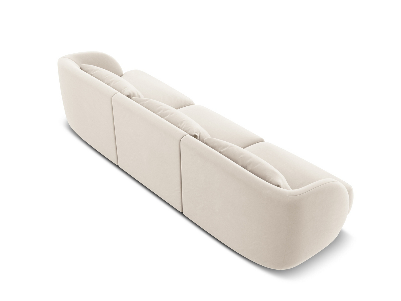 Cosmopolitan Design fløyelssofa, "Tulum", 3-seter, 255 × 90 × 70 cm, Bluvel, svarte plastben