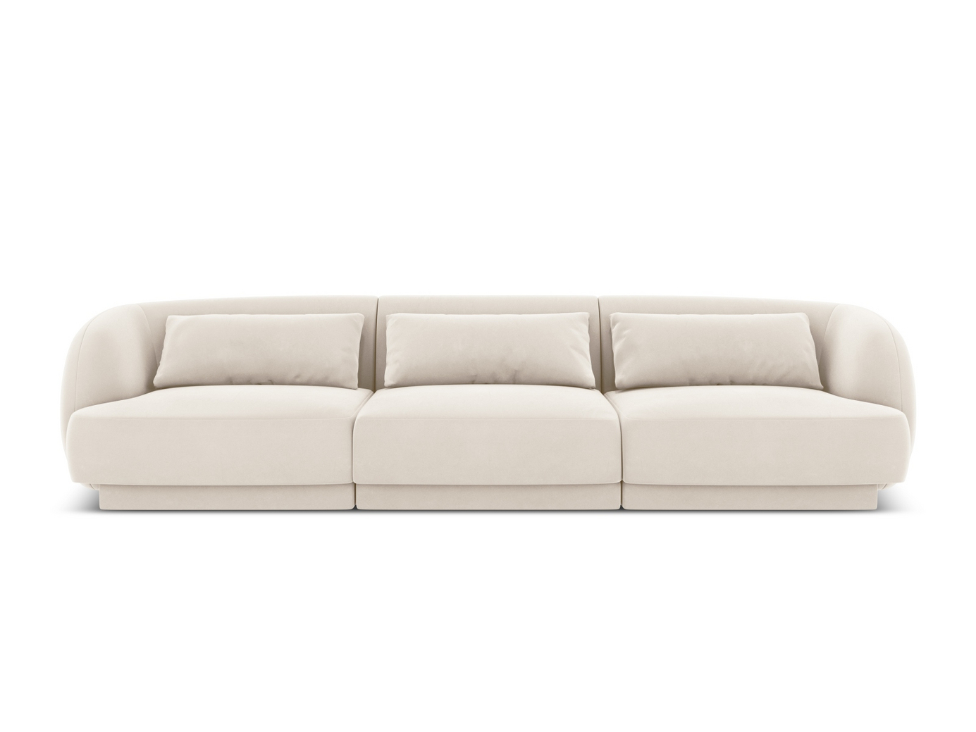 Cosmopolitan Design fløyelssofa, "Tulum", 3-seter, 255 × 90 × 70 cm, Bluvel, svarte plastben