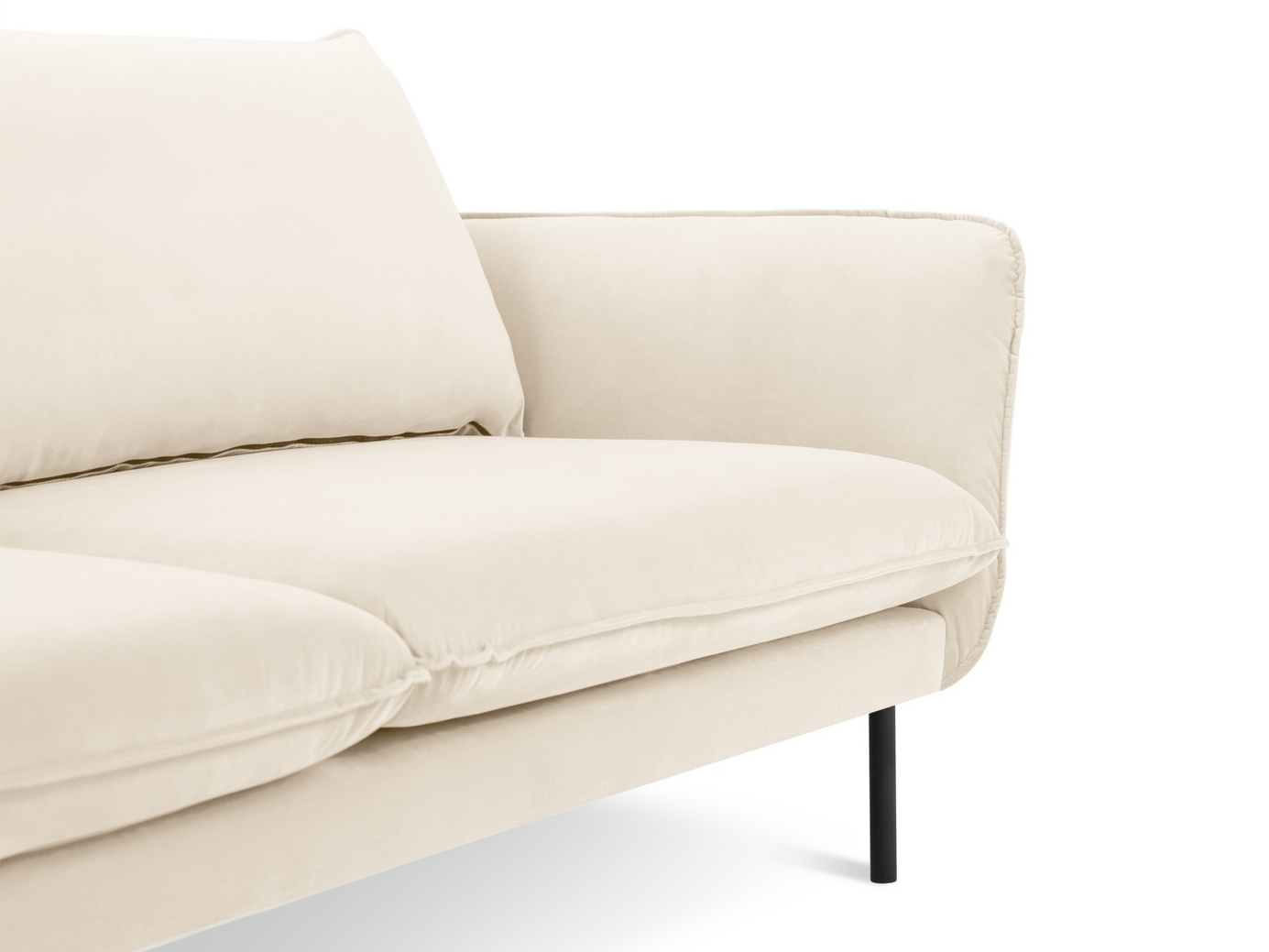 Cosmopolitan Design fløyelssofa, "Vienna", 3-seter, 200 × 92 × 95 cm, Bluvel, svarte metallben