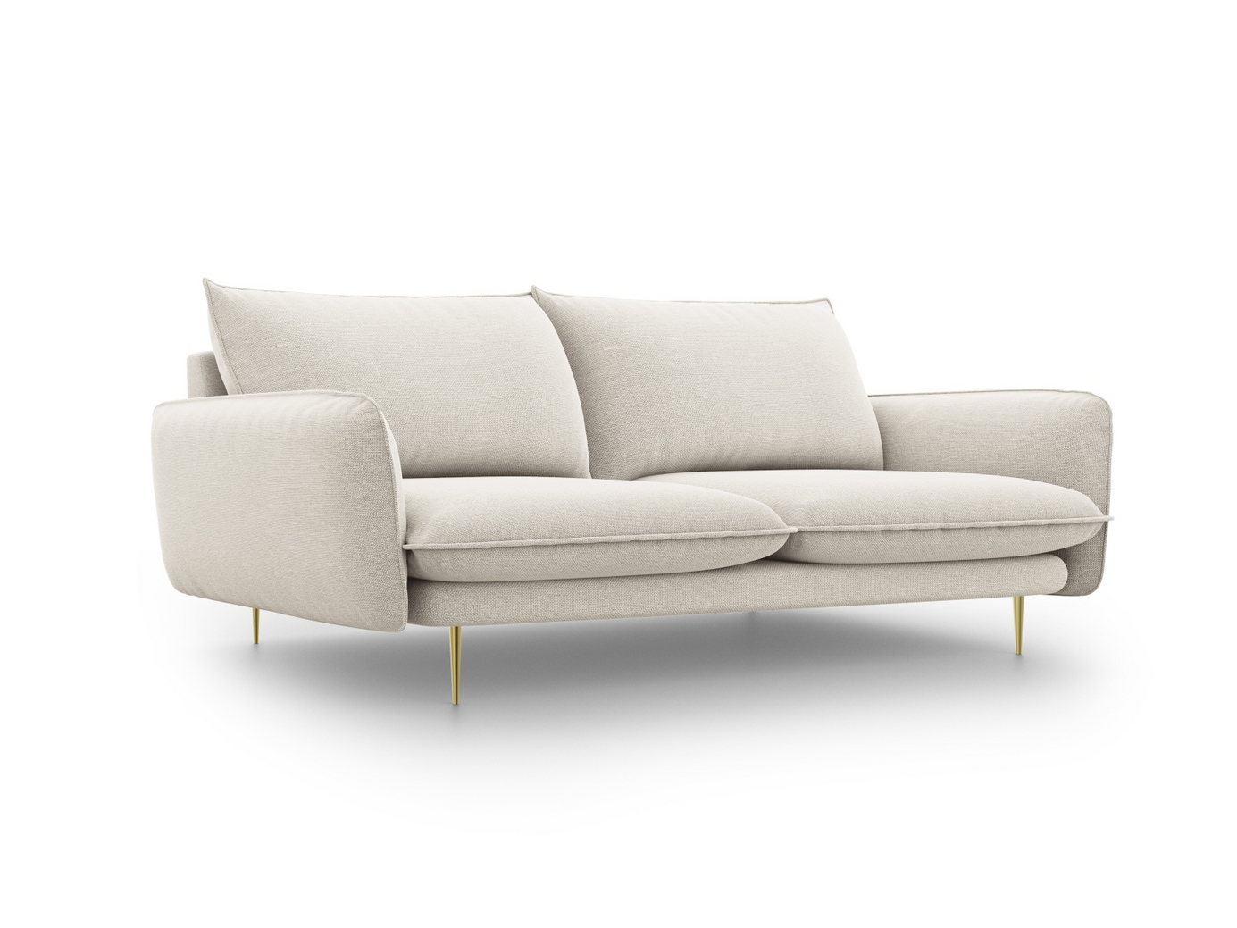 Cosmopolitan Design sofa, "Vienna", 3-seter, 200 × 92 × 95 cm, Positano, gullfargede metallben