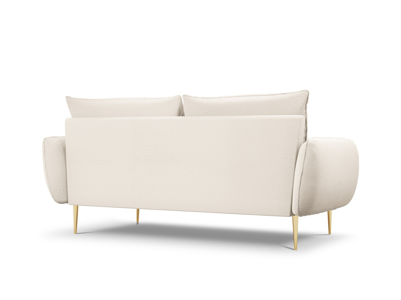 Cosmopolitan Design bouclé-sofa, "Vienna", 3-seter, 200 × 92 × 95 cm, Ascot, gullfargede metallben
