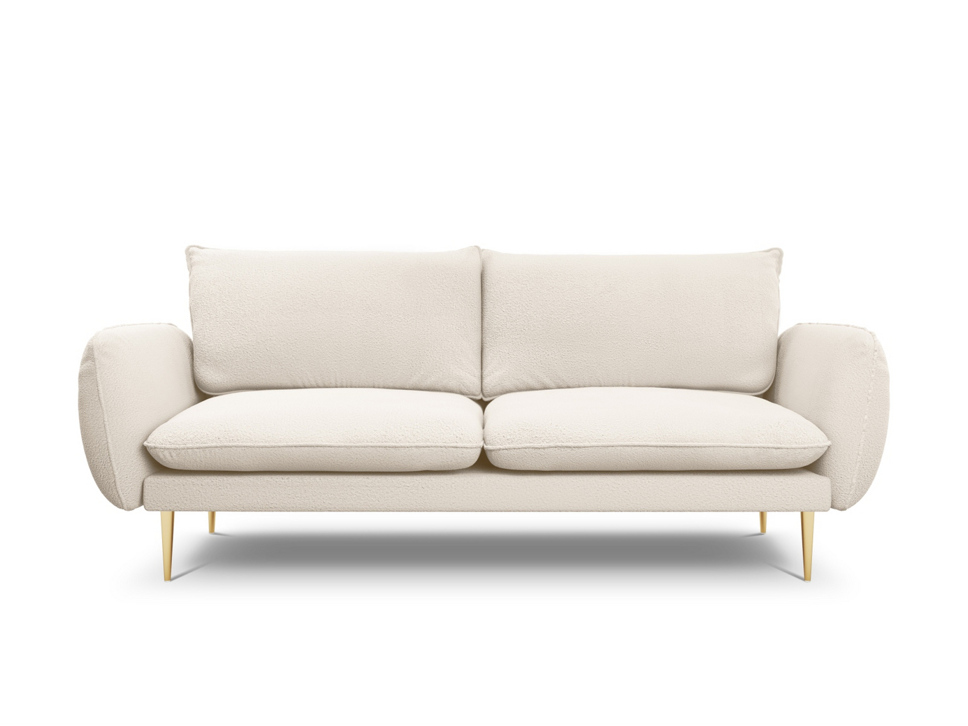 Cosmopolitan Design bouclé-sofa, "Vienna", 3-seter, 200 × 92 × 95 cm, Ascot, gullfargede metallben