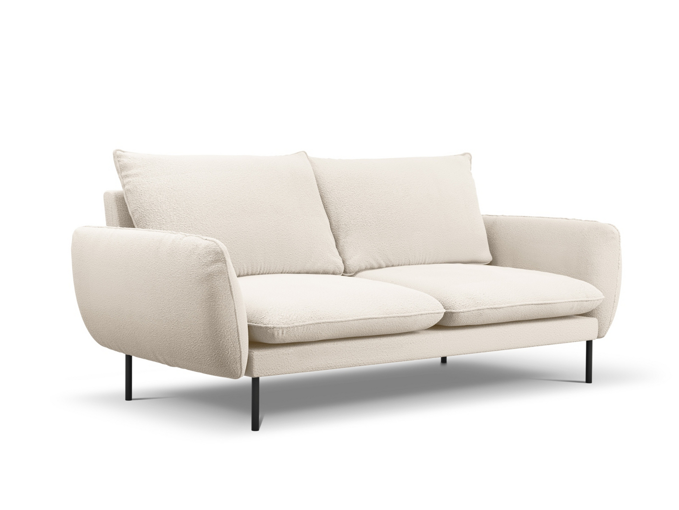 Cosmopolitan Design bouclé-sofa, "Vienna", 3-seter, 200 × 92 × 95 cm, Ascot, svarte metallben