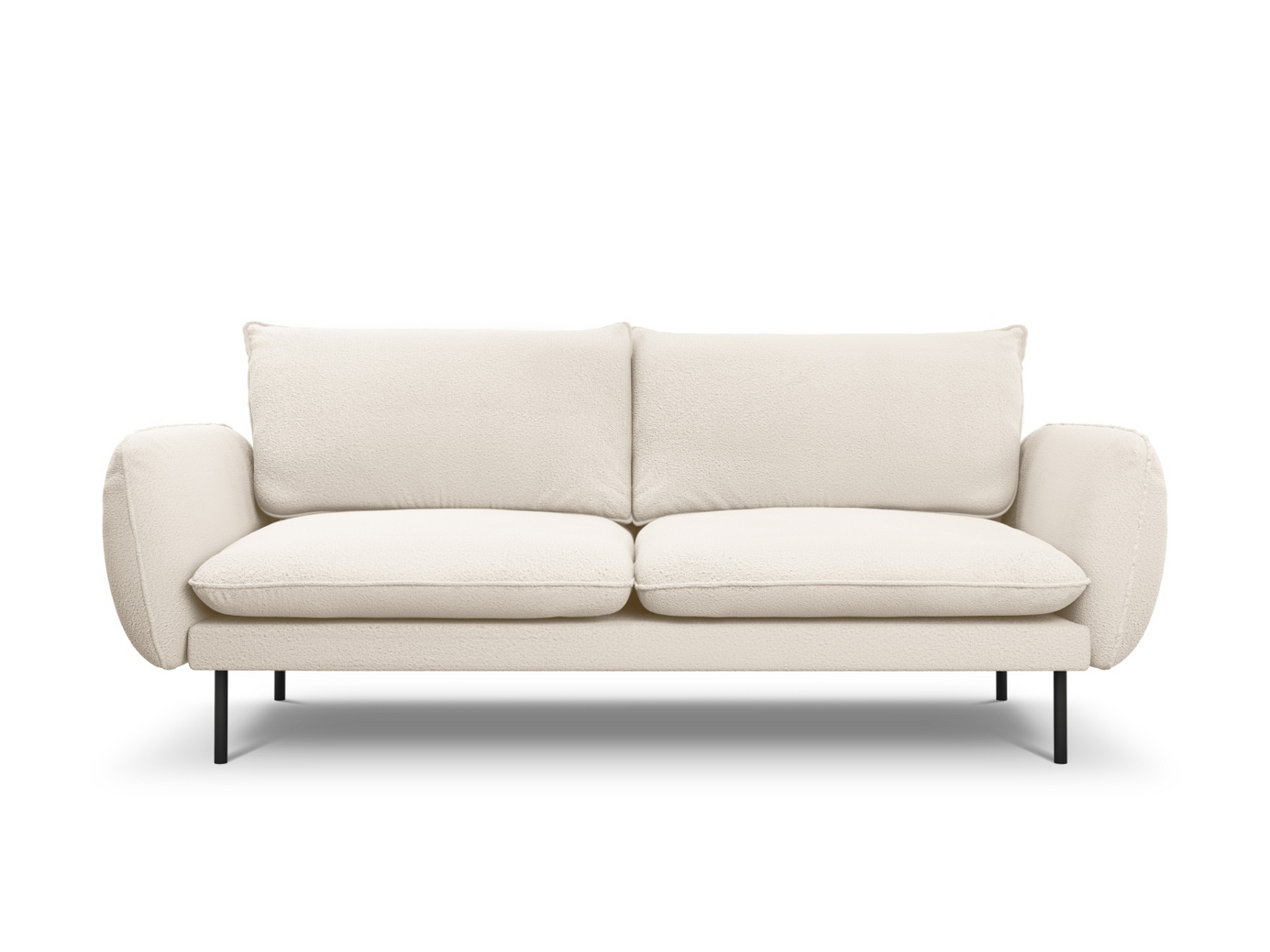 Cosmopolitan Design bouclé-sofa, "Vienna", 3-seter, 200 × 92 × 95 cm, Ascot, svarte metallben
