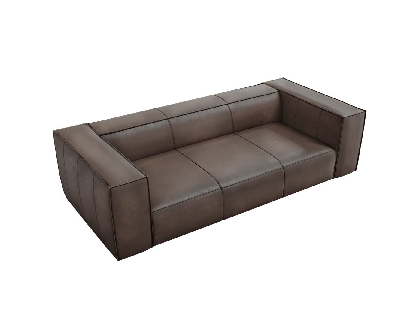 Cosmopolitan Design ekte skinn sofa, "Turin", 3-seter, 227 × 100 × 68 cm, Granada, ben i svart bøk