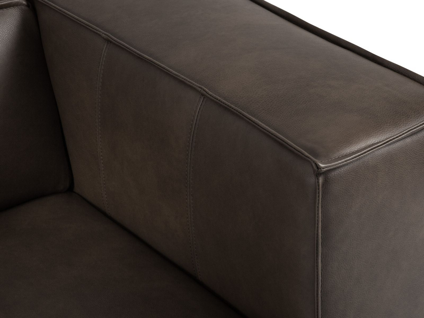 Cosmopolitan Design ekte skinn sofa, "Turin", 3-seter, 227 × 100 × 68 cm, Granada, ben i svart bøk