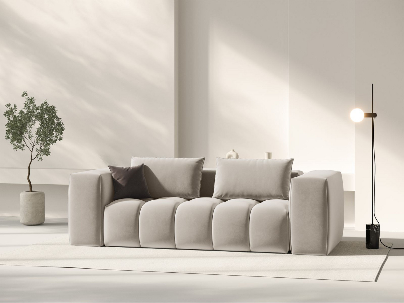 Cosmopolitan Design fløyelsmodulsofa, "Verona", 3-seter, 200 × 85 × 70 cm, Casino, svarte plastben