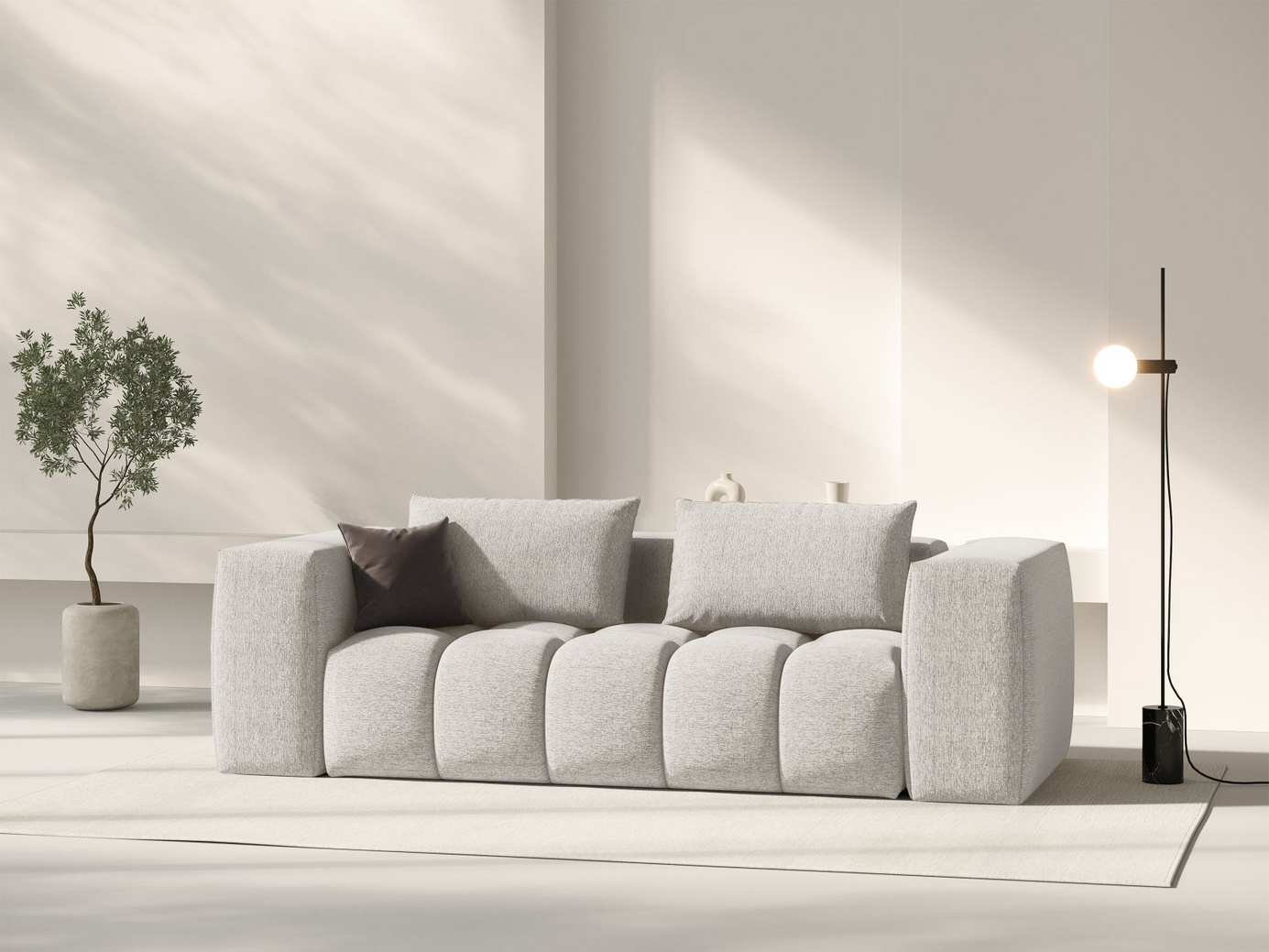 Cosmopolitan Design modulsofa, "Verona", 3-seter, 200 × 85 × 70 cm, Sorella, svarte plastben