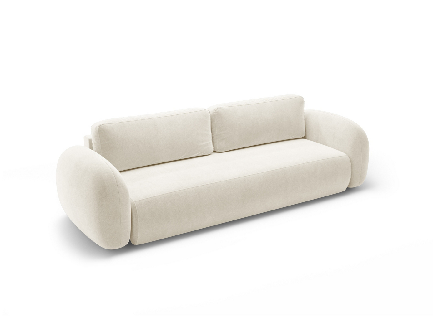 Cosmopolitan Design fløyelssovesofa med oppbevaring, "Tonale", 3-seter, 262 × 105 × 88 cm, Magic Velvet, svarte plastben