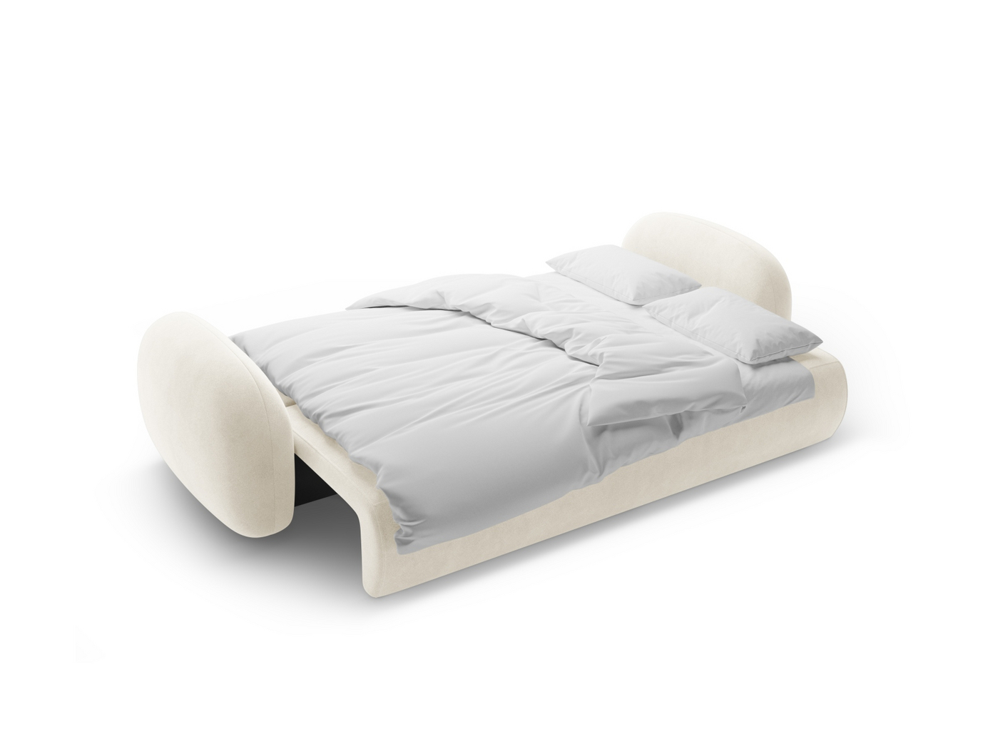 Cosmopolitan Design fløyelssovesofa med oppbevaring, "Tonale", 3-seter, 262 × 105 × 88 cm, Magic Velvet, svarte plastben