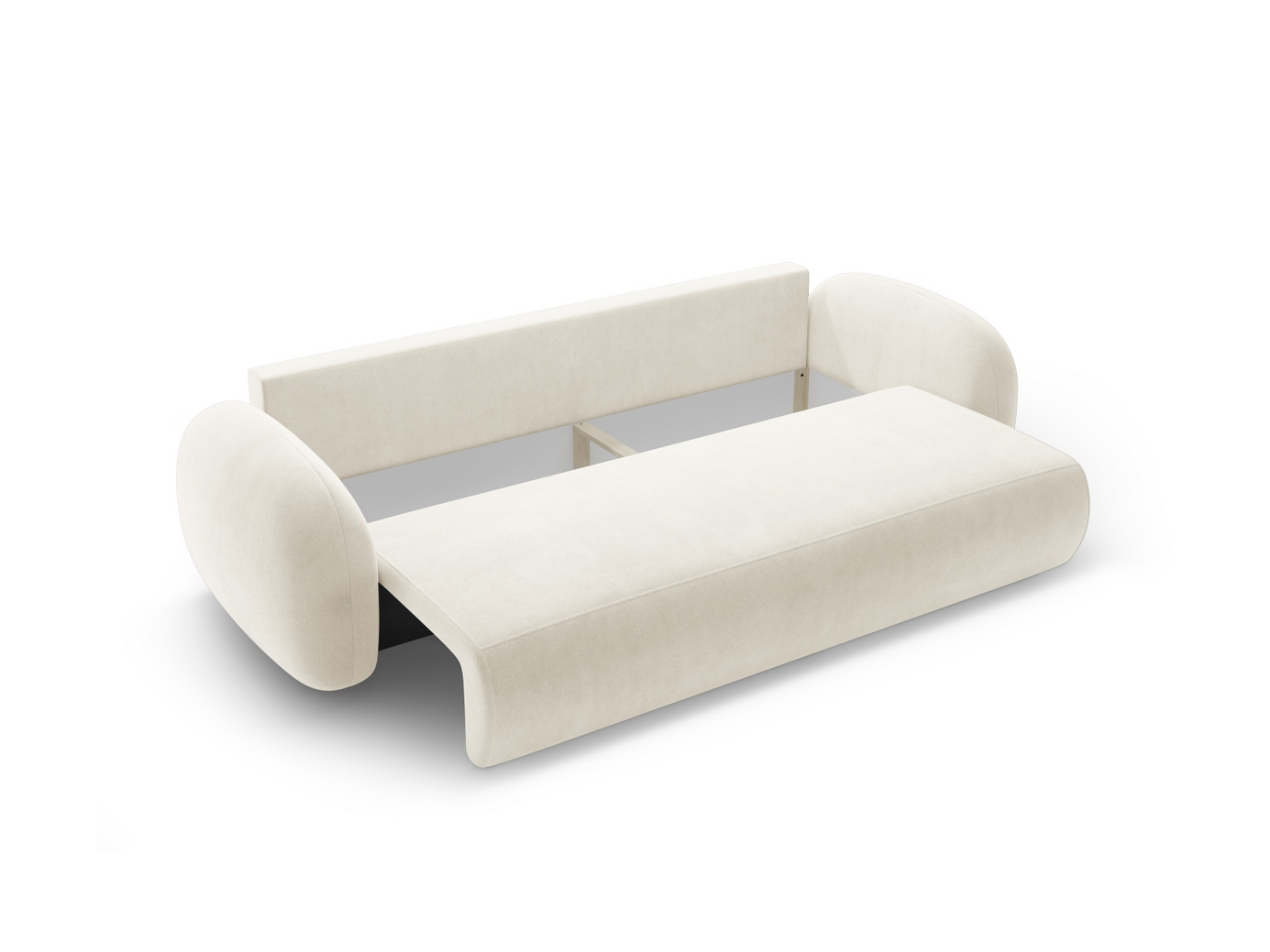 Cosmopolitan Design fløyelssovesofa med oppbevaring, "Tonale", 3-seter, 262 × 105 × 88 cm, Magic Velvet, svarte plastben