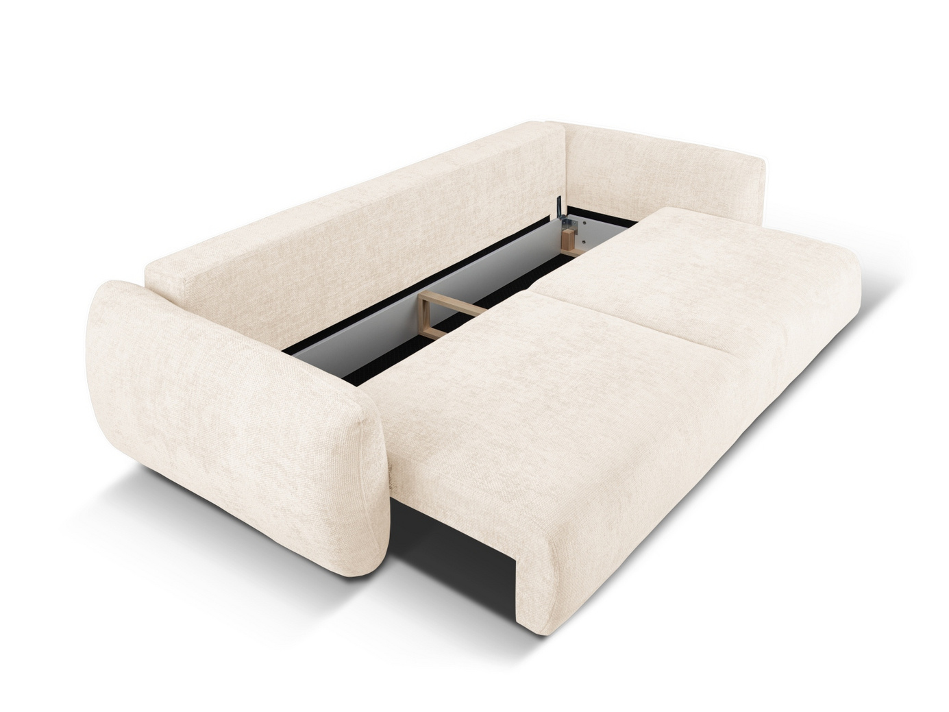 Cosmopolitan Design sovesofa med oppbevaring, "Matera", 3-seter, 240 × 108 × 86 cm, Haga, svarte plastben