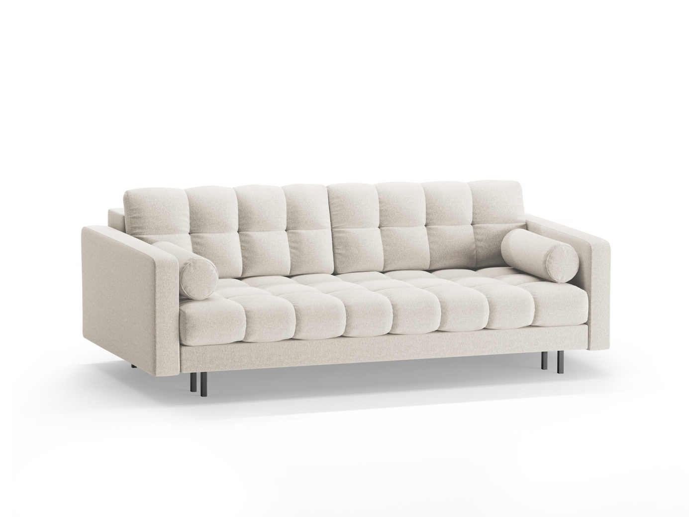 Cosmopolitan Design sovesofa med oppbevaring, "Bali", 3-seter, 222 × 84 × 105 cm, Neve, svarte metallben