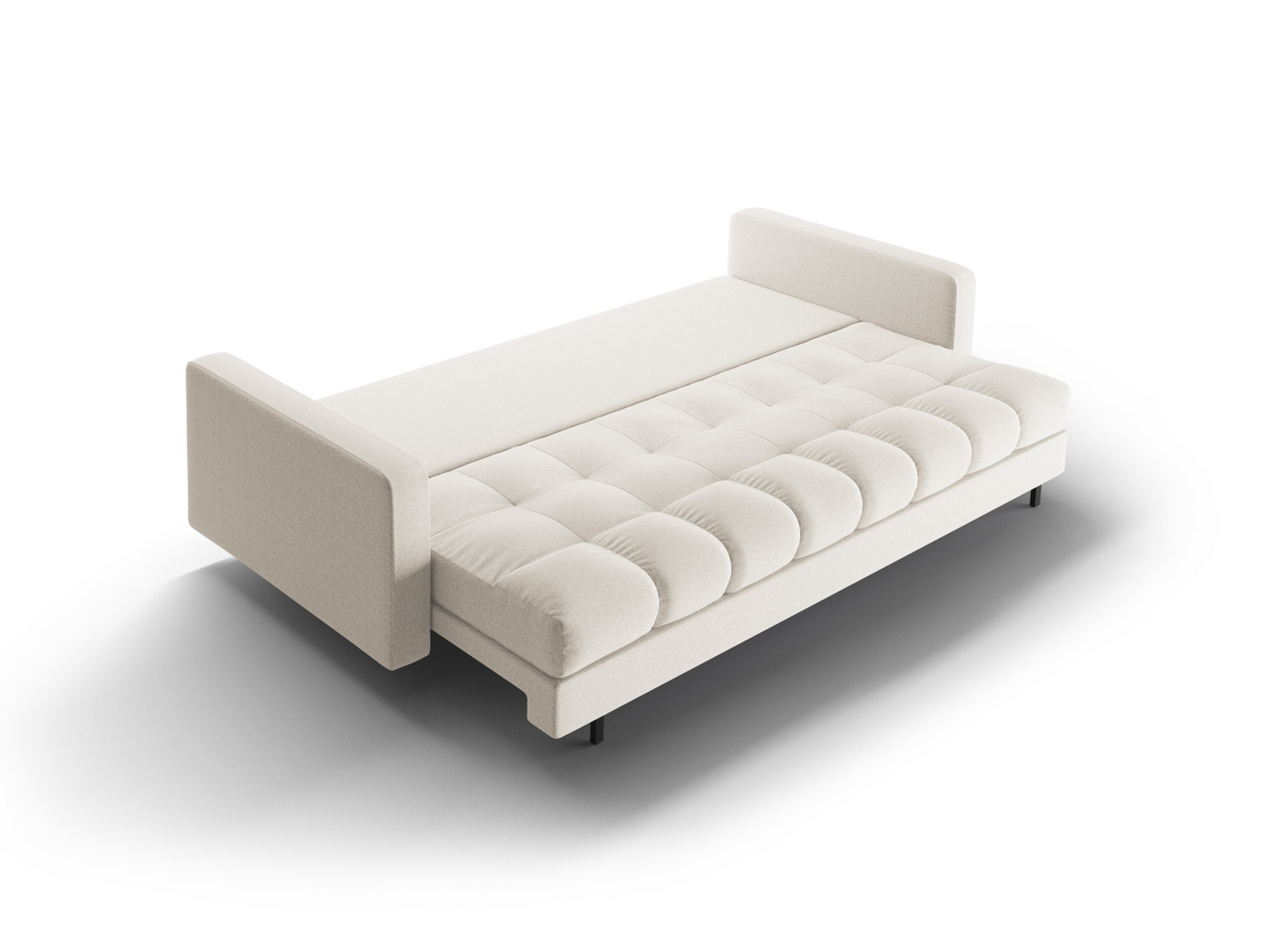 Cosmopolitan Design sovesofa med oppbevaring, "Bali", 3-seter, 222 × 84 × 105 cm, Neve, svarte metallben