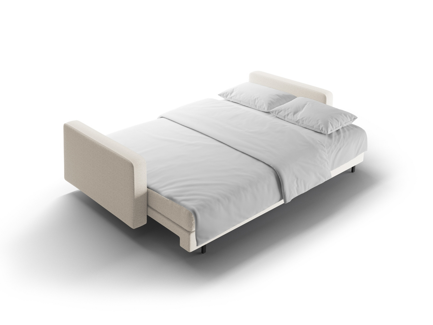 Cosmopolitan Design sovesofa med oppbevaring, "Bali", 3-seter, 222 × 84 × 105 cm, Neve, svarte metallben