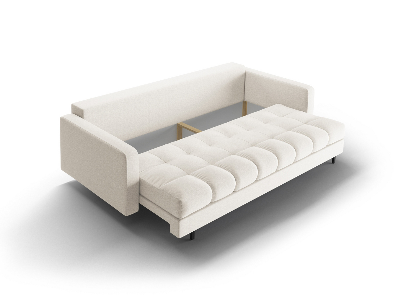 Cosmopolitan Design sovesofa med oppbevaring, "Bali", 3-seter, 222 × 84 × 105 cm, Neve, svarte metallben