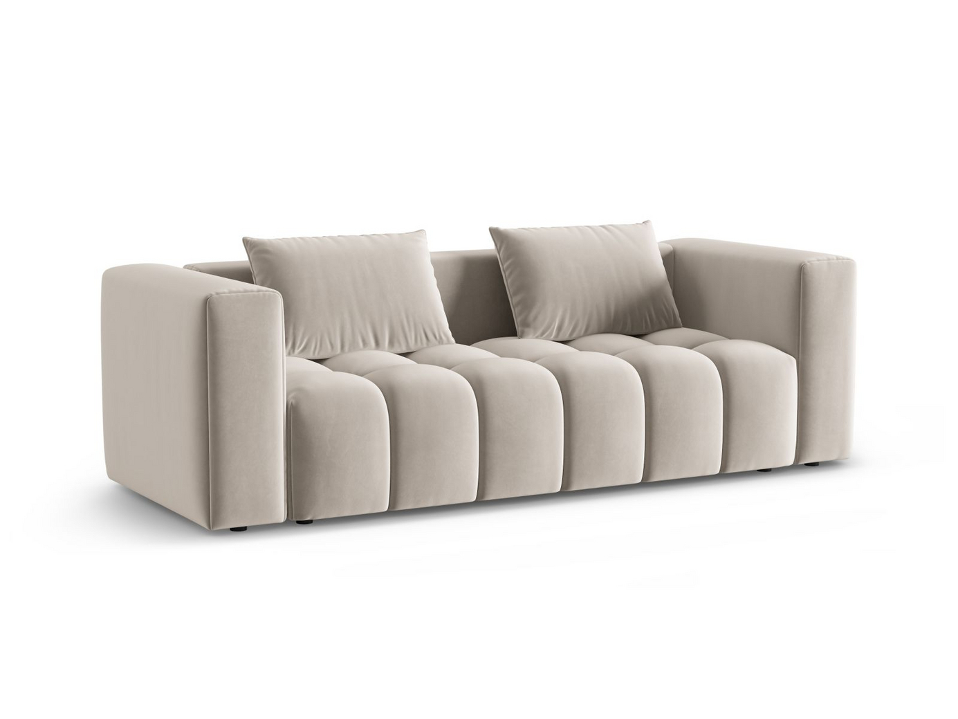 Cosmopolitan Design fløyelssovesofa med oppbevaring, "Verona", 3-seter, 252 × 98 × 85 cm, Casino, svarte plastben