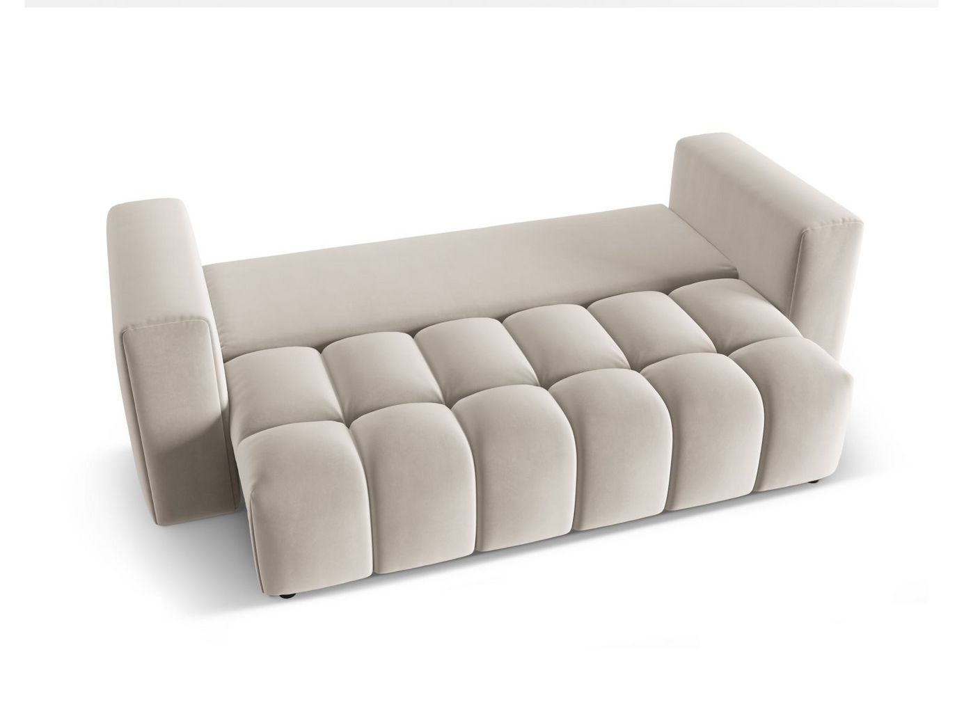 Cosmopolitan Design fløyelssovesofa med oppbevaring, "Verona", 3-seter, 252 × 98 × 85 cm, Casino, svarte plastben