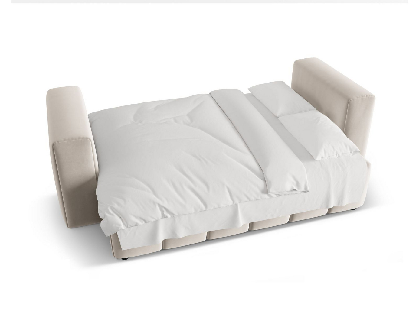 Cosmopolitan Design fløyelssovesofa med oppbevaring, "Verona", 3-seter, 252 × 98 × 85 cm, Casino, svarte plastben