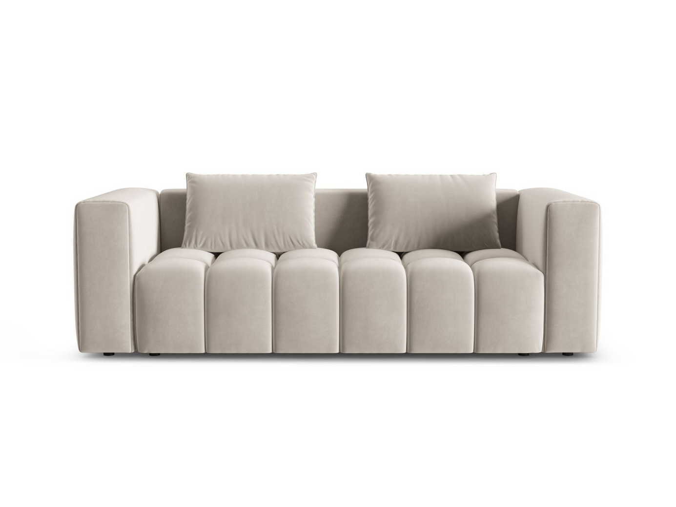 Cosmopolitan Design fløyelssovesofa med oppbevaring, "Verona", 3-seter, 252 × 98 × 85 cm, Casino, svarte plastben