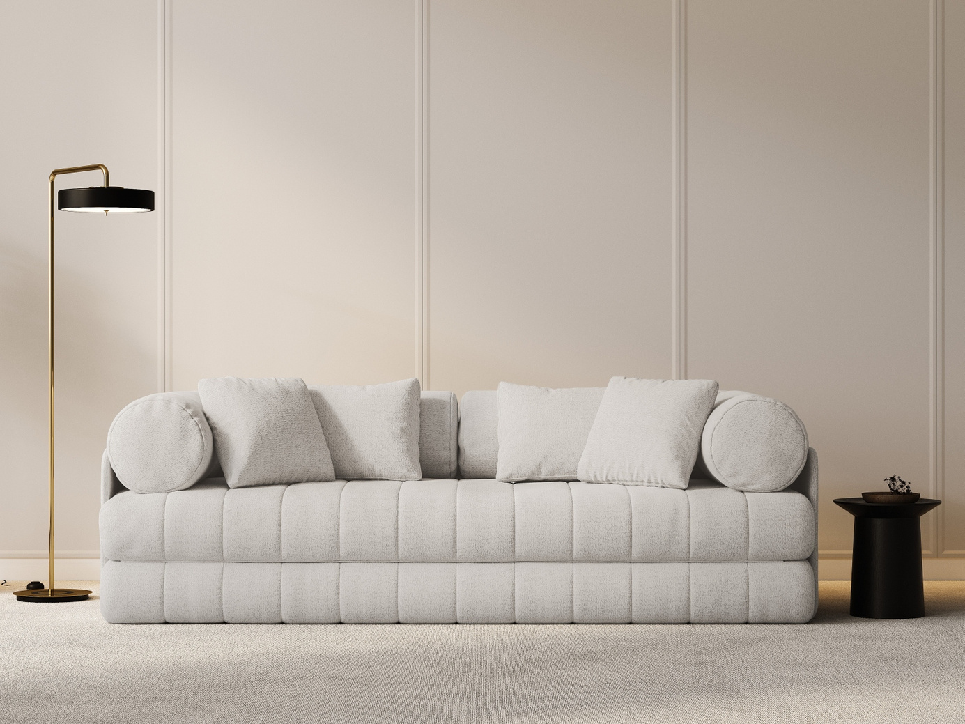 Cosmopolitan Design sovesofa, "Kemi", 3-seter, 206 × 95 × 70 cm, CORAL, svarte metallben