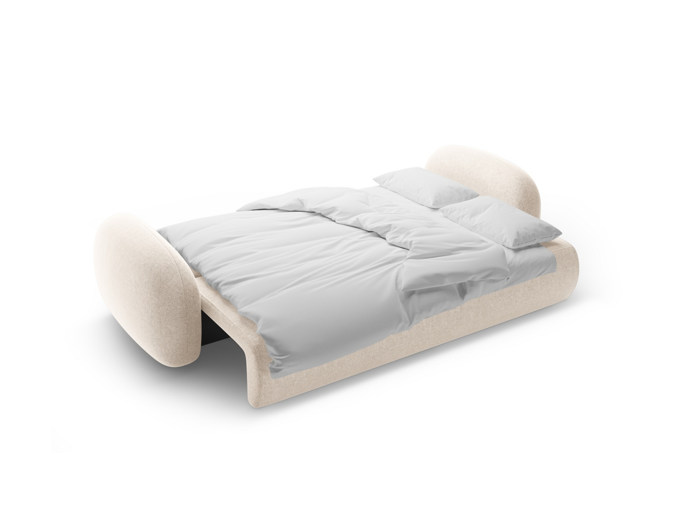 Cosmopolitan Design sovesofa med oppbevaring, "Tonale", 3-seter, 262 × 105 × 88 cm, Eden 10, svarte plastben