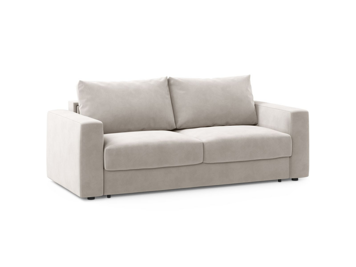 Cosmopolitan Design fløyelssovesofa, "Grena", 3-seter, 205 × 100 × 90 cm, Salvador, svarte plastben
