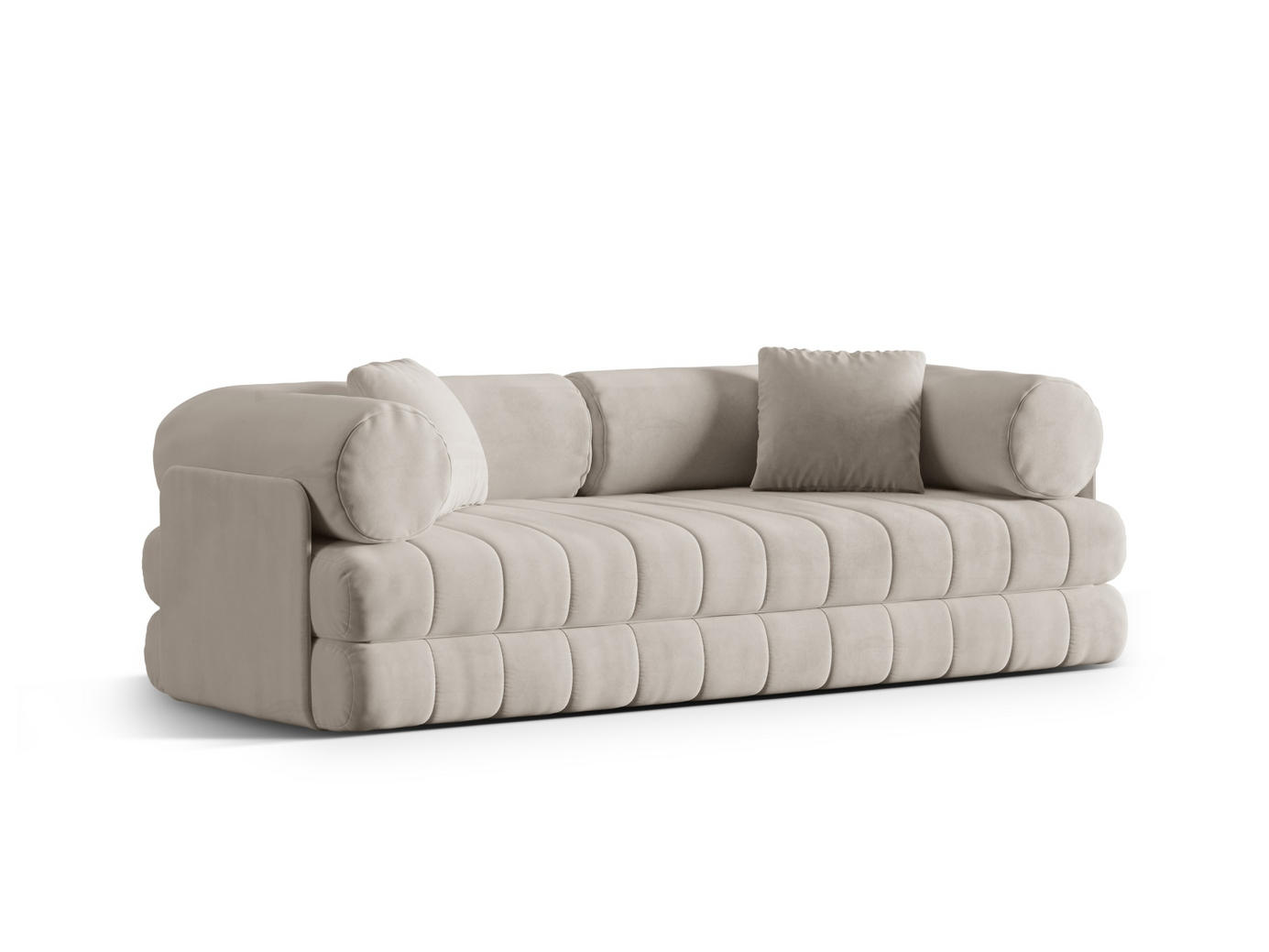 Cosmopolitan Design fløyelssovesofa, "Kemi", 3-seter, 206 × 95 × 70 cm, Salvador, svarte metallben