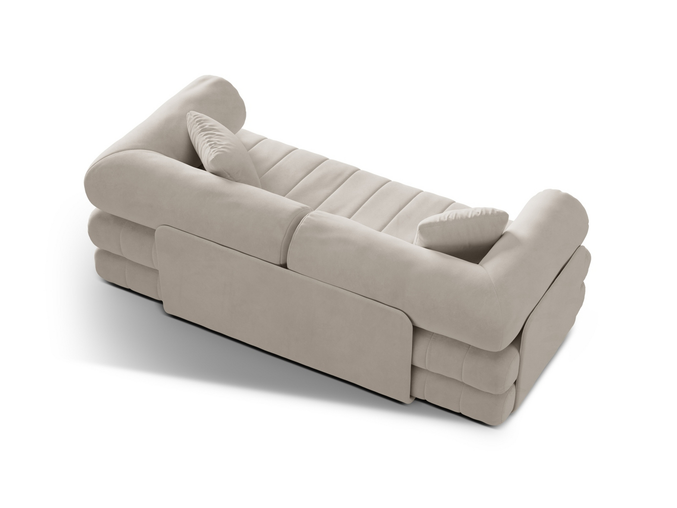 Cosmopolitan Design fløyelssovesofa, "Kemi", 3-seter, 206 × 95 × 70 cm, Salvador, svarte metallben
