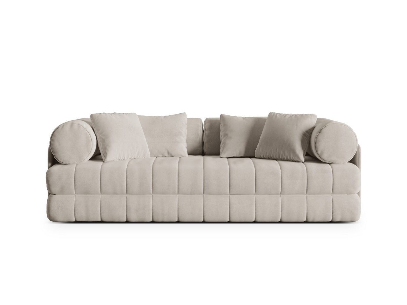 Cosmopolitan Design fløyelssovesofa, "Kemi", 3-seter, 206 × 95 × 70 cm, Salvador, svarte metallben