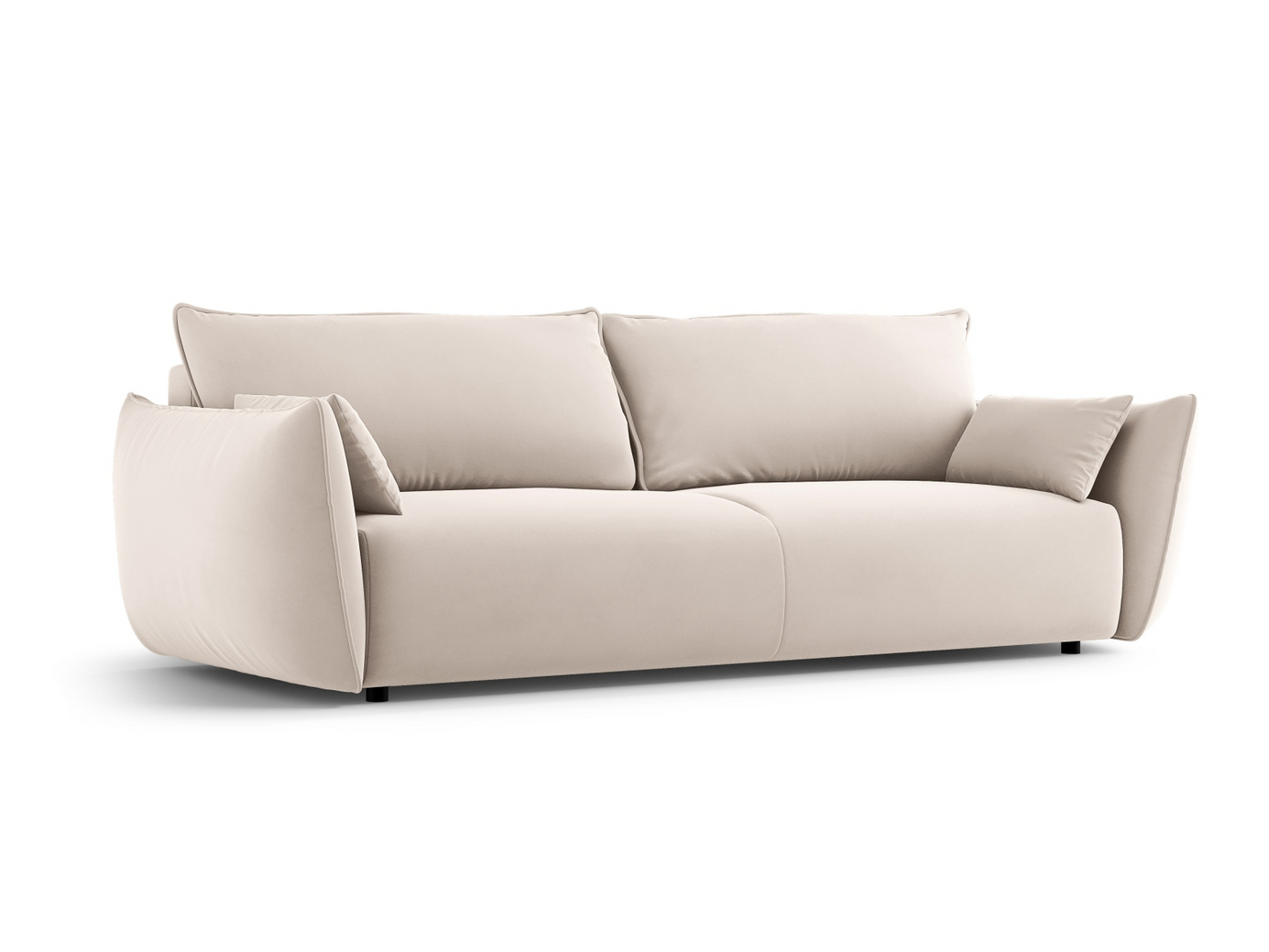 Cosmopolitan Design fløyelssovesofa med oppbevaring, "Matera", 3-seter, 240 × 108 × 86 cm, Salvador, svarte plastben